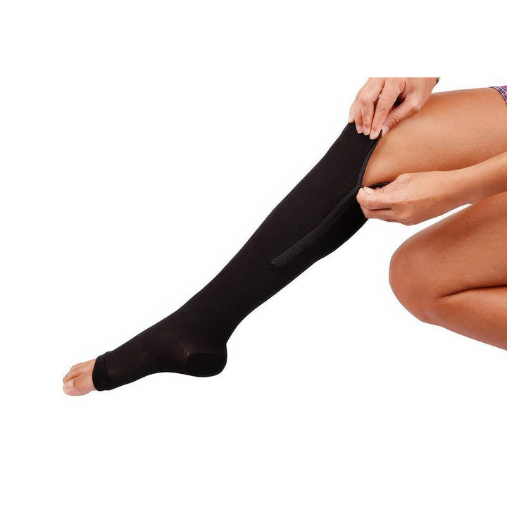 Easy-wear zipper compression socks, 20-30 mmHg firm support for improved circulation, athletic recovery & daily comfort.