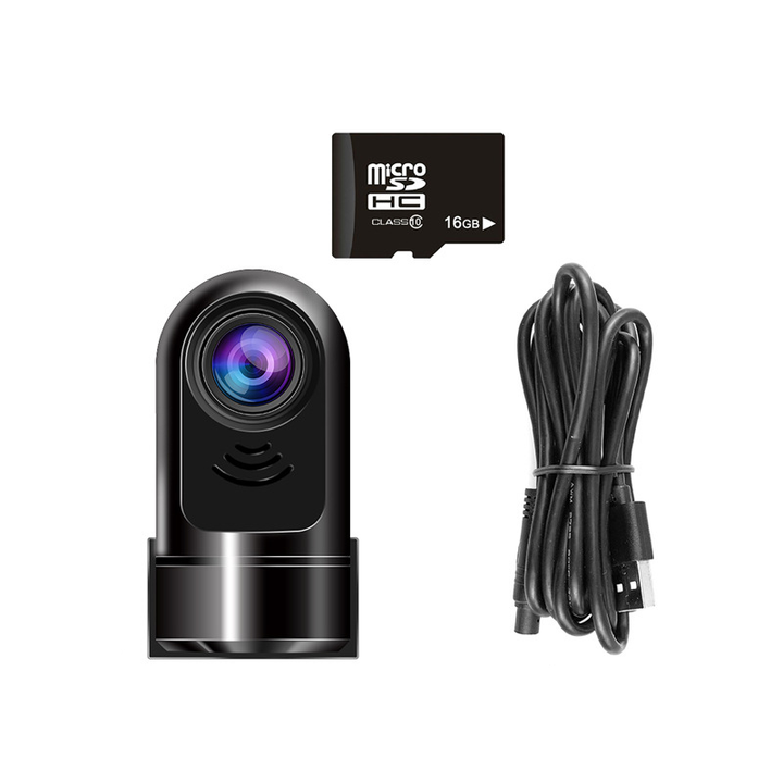 Back view of 1080P HD dash cam with power and data ports, easy to connect for continuous recording