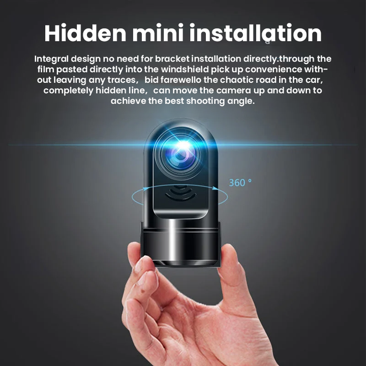 Close-up of 1080P HD dash cam lens, ensuring crisp, clear video for car security & evidence