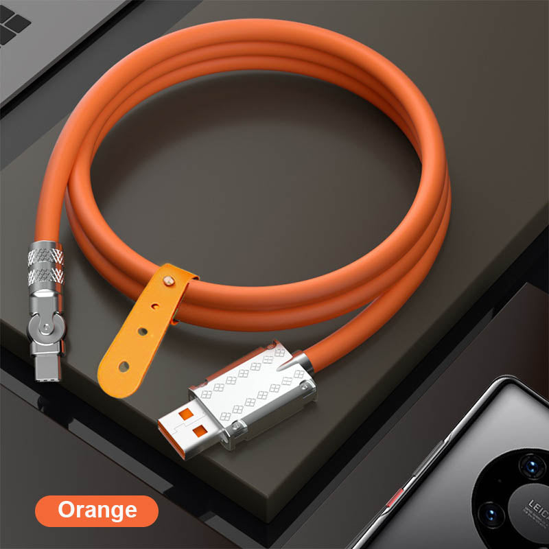 High-speed 120W universal data transfer & fast charging cable featuring an innovative 180° rotating head.