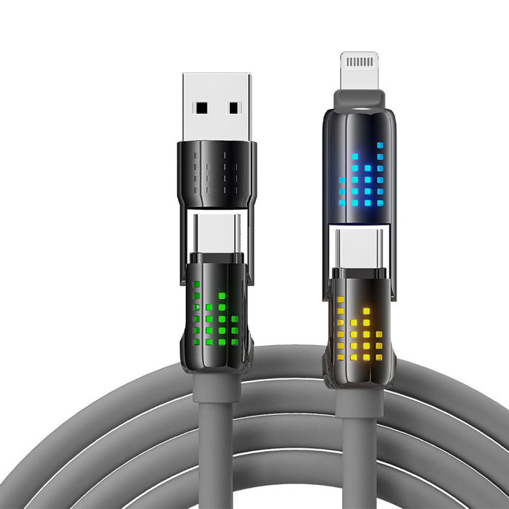 High-speed data transfer shown with the universal 240W 4-in-1 USB-C fast charging cable