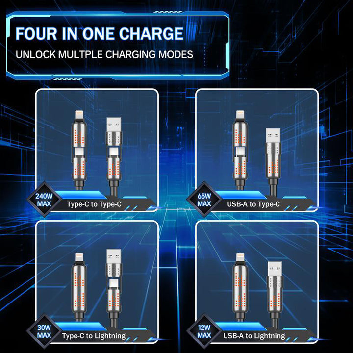 Braided universal 240W USB-C fast charger cable for durability and high-speed data transfer