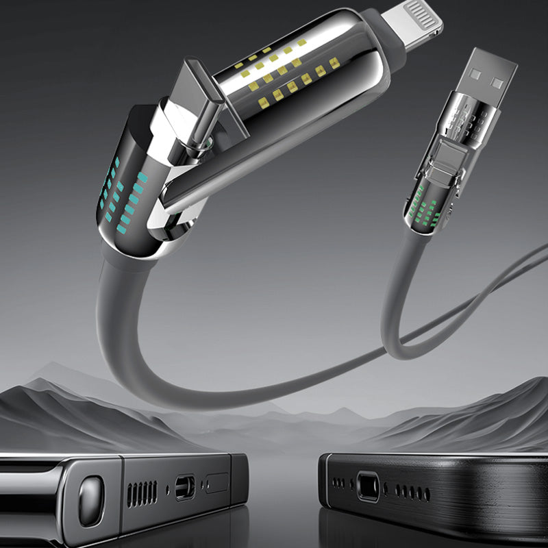 The 4-in-1 USB-C fast charger cable displaying its tangle-free design, a handy phone accessory