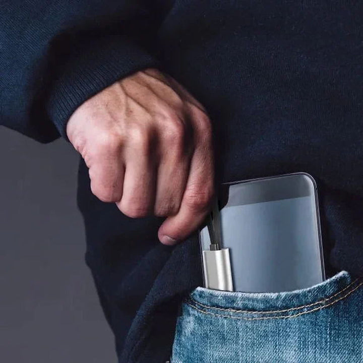 Universal 3-in-1 fast charging cable for all your electronics, neatly organized.