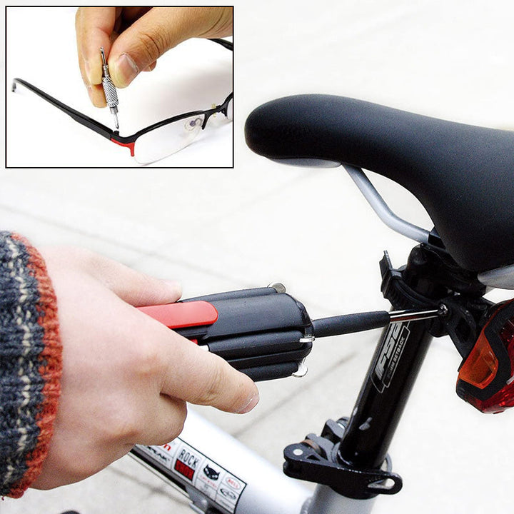 Portable hand tool: 8-in-1 screwdriver with integrated LED flashlight for repairs