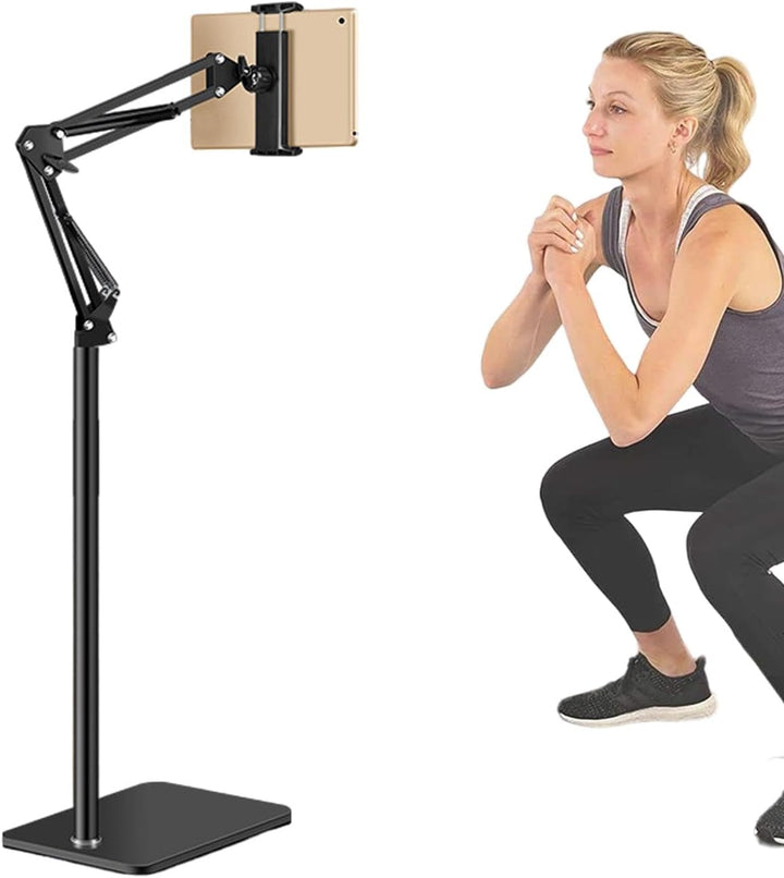 Universal adjustable phone & tablet floor stand, perfect for hands-free viewing in any room or home office setup.