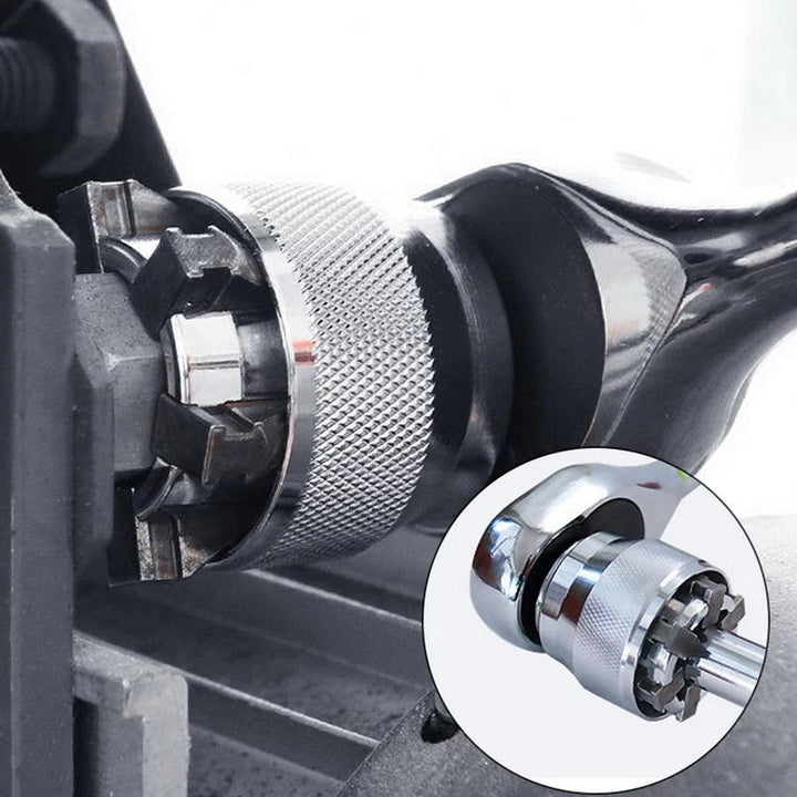 Universal adjustable socket wrench tool for mechanics & home repair, made of steel for durability.