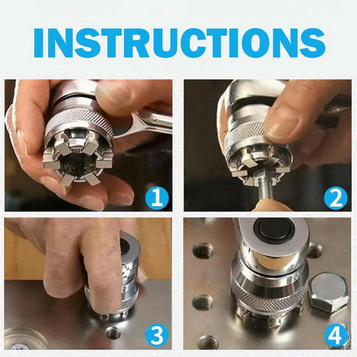 Ergonomic universal adjustable socket wrench for comfortable grip during mechanic work.