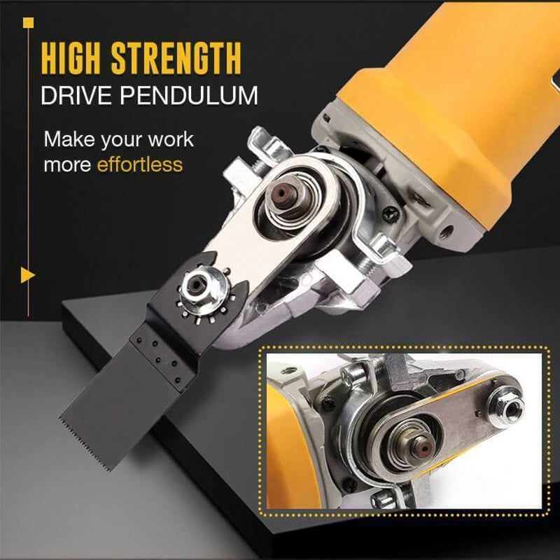 Close-up of universal angle grinder conversion head, showing robust construction