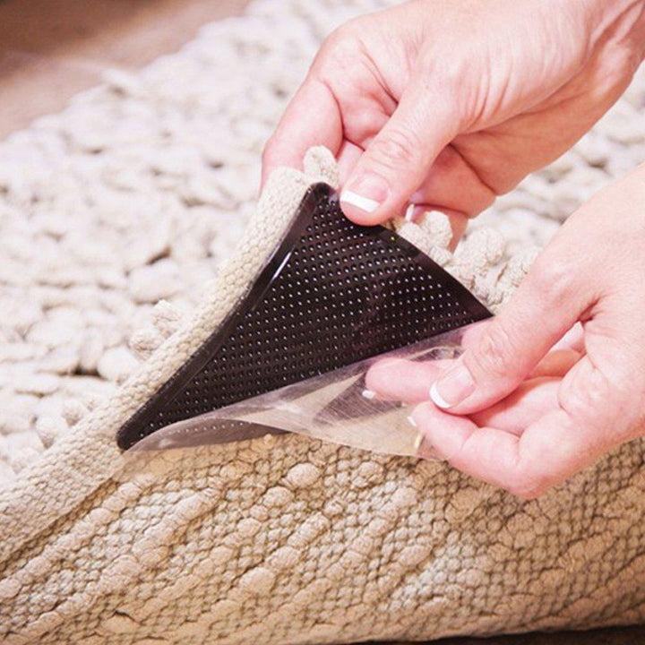 Home decor solution: reusable anti-slip rug pads keeping carpets flat and secure, improving home safety