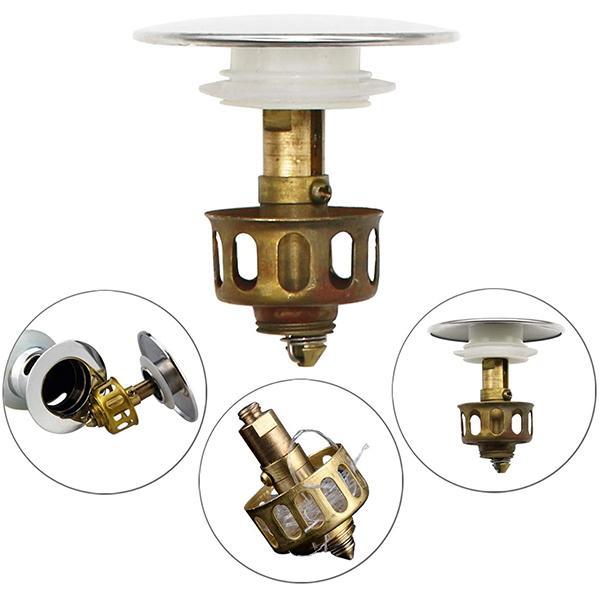 Pop-up drain filter and stopper, stainless steel, for effective clog prevention in basins