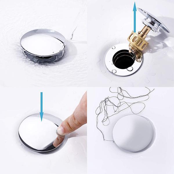 Versatile basin pop-up drain filter & stopper, home improvement for odor control, stainless steel