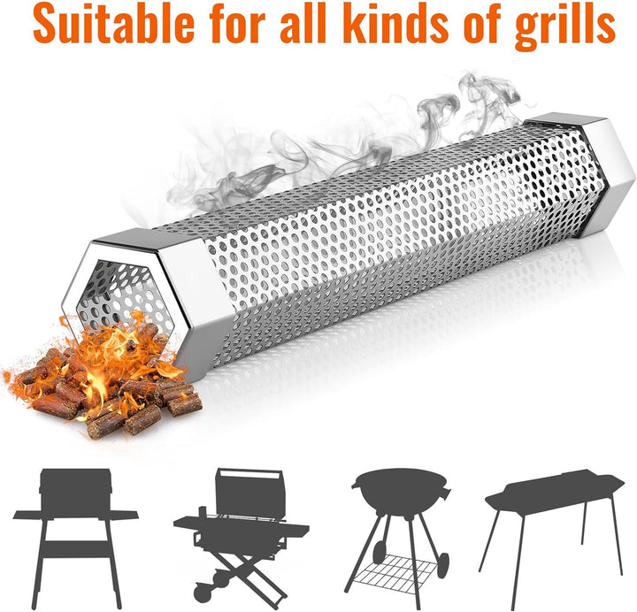 Smoke tube grill tool, essential for adding authentic smoky taste to your BBQ dishes