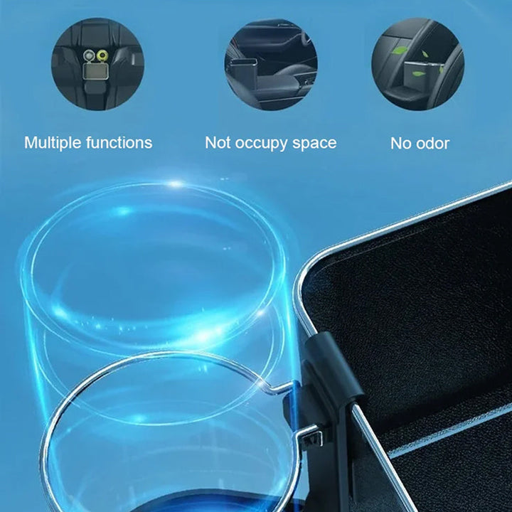Black leatherette Universal Car Armrest Organizer, featuring ample storage, a sleek car accessory design.