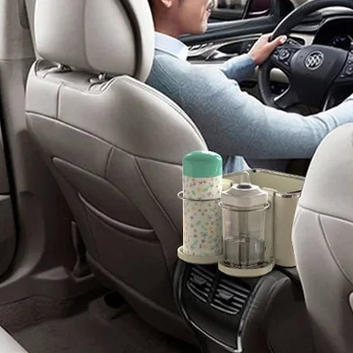 Side profile of the Universal Car Armrest Organizer, highlighting its adjustable base for various vehicles.