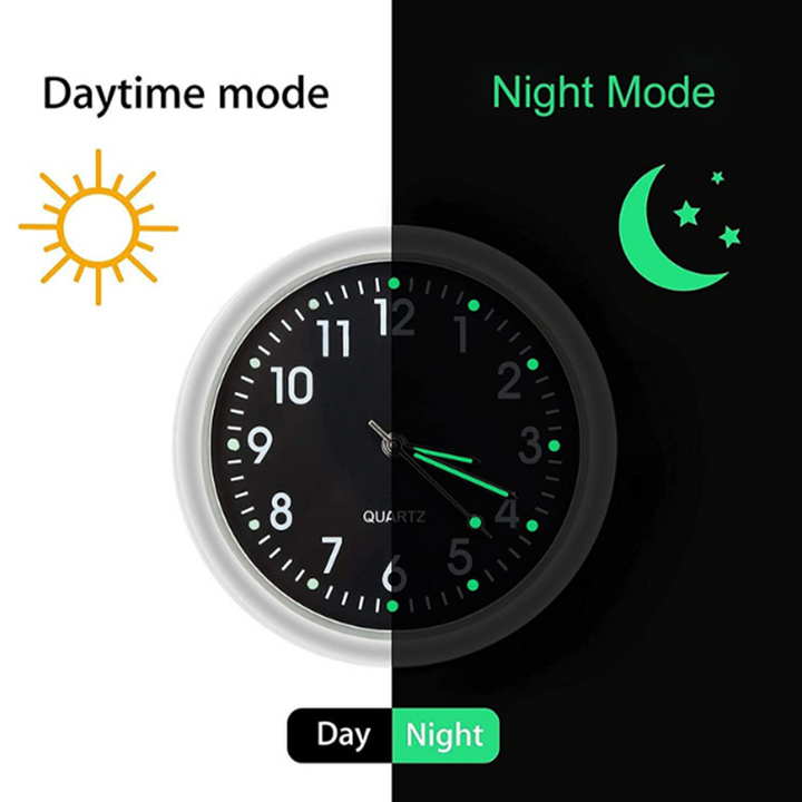 Compact universal car dashboard clock, luminous hands & numbers, ideal for vehicle interior styling