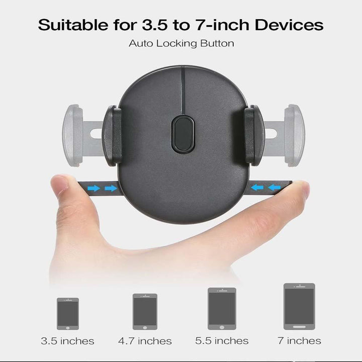 Hands-free car phone mount, easy installation on dashboard or air vent, secure mobile device holder