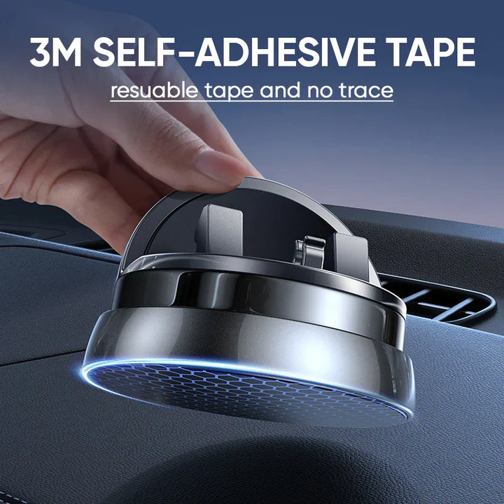 Compact universal car phone mount with auto-clamp & 360° rotation, a must-have vehicle gadget.