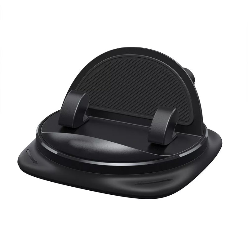Secure dashboard phone grip with automatic clamping, offering 360-degree rotation for optimal view.
