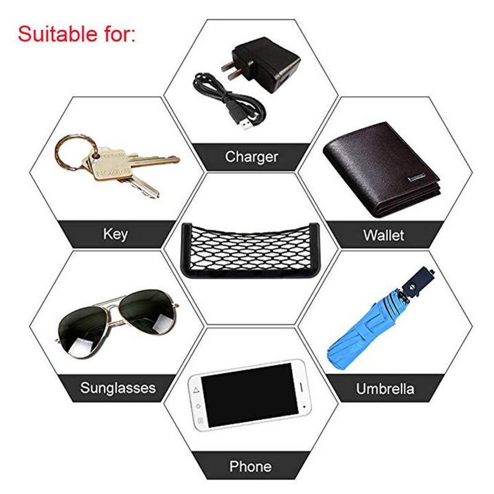 Vehicle tidy mesh pocket, perfect car organizer for securely holding phones and other accessories.