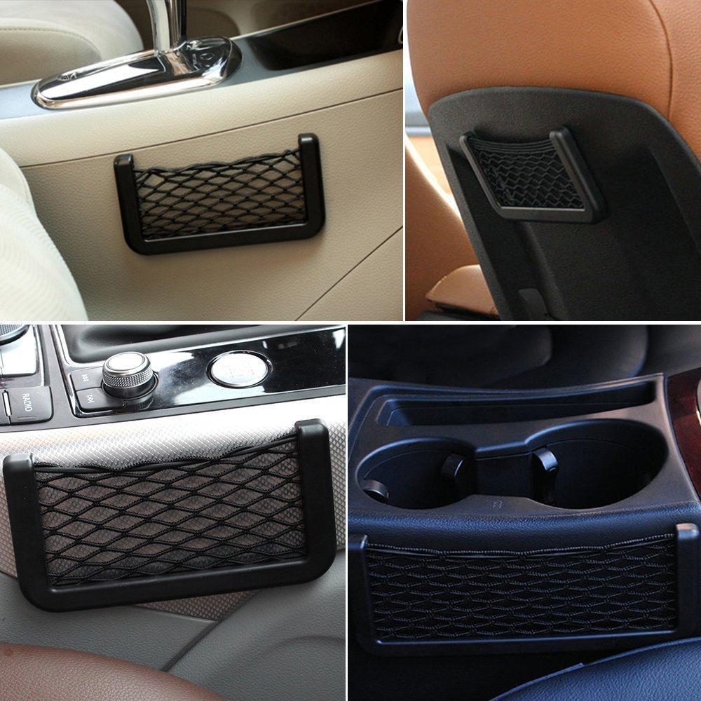 Black universal car storage net, an essential auto accessory for keeping your car interior organized.