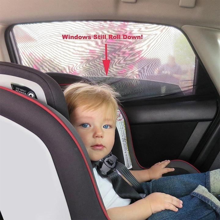 Universal car window sun shade, black mesh, 2-pack for UV protection & privacy, car accessory