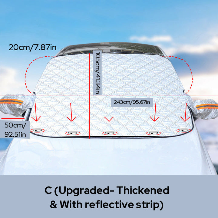 Universal car windshield cover protecting vehicle interior from UV rays