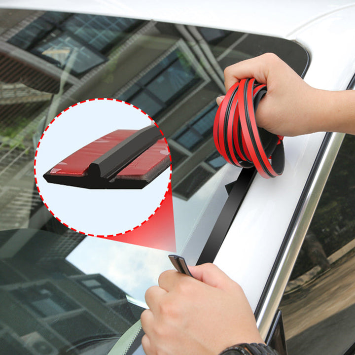 Universal car windshield edge seal strip, black rubber, for noise reduction & weatherproofing