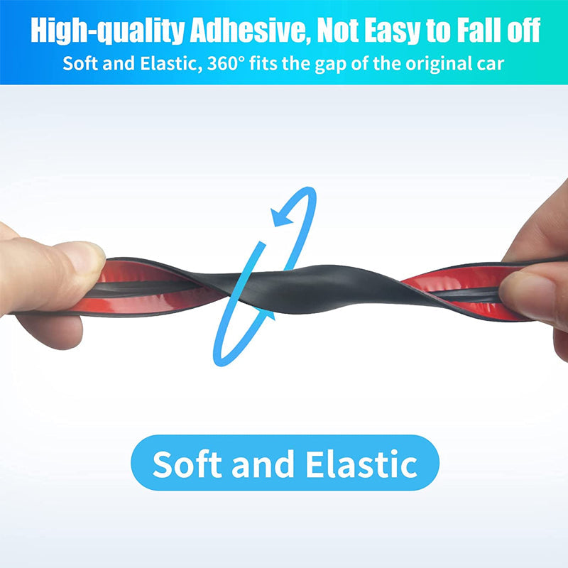 Diagram showing installation of universal car windshield edge seal for improved vehicle soundproofing