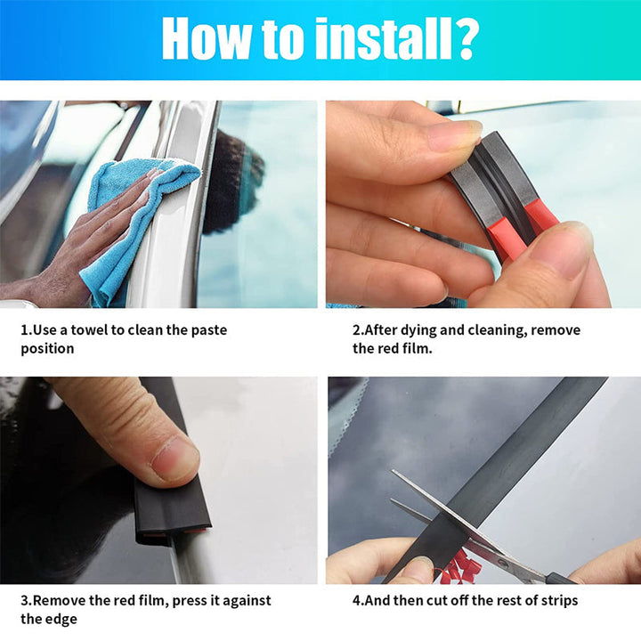 Hand holding universal car windshield edge seal strip, ready for auto accessory installation