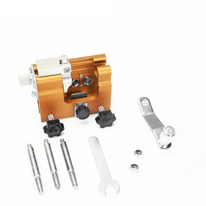 Handheld universal chainsaw chain sharpening jig, designed for quick and easy saw blade maintenance.