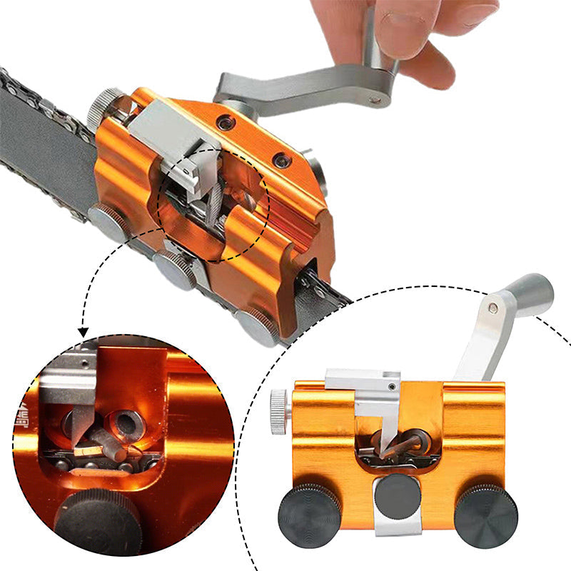 Durable aluminum universal chainsaw sharpening jig, essential power tool accessory.