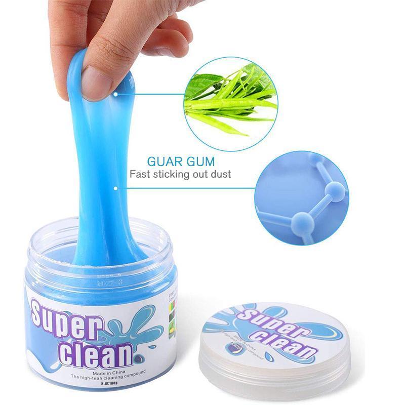 Reusable sticky cleaning gel in use, deep cleaning car vents and hard-to-reach auto interior spots.