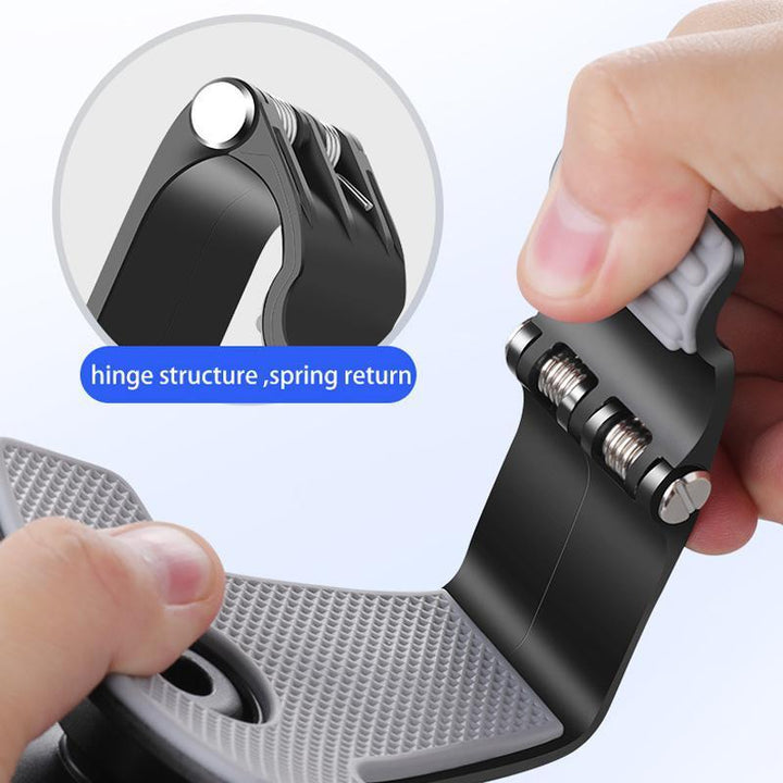 Sleek black universal car dashboard phone holder, with a discreet and retractable number display.
