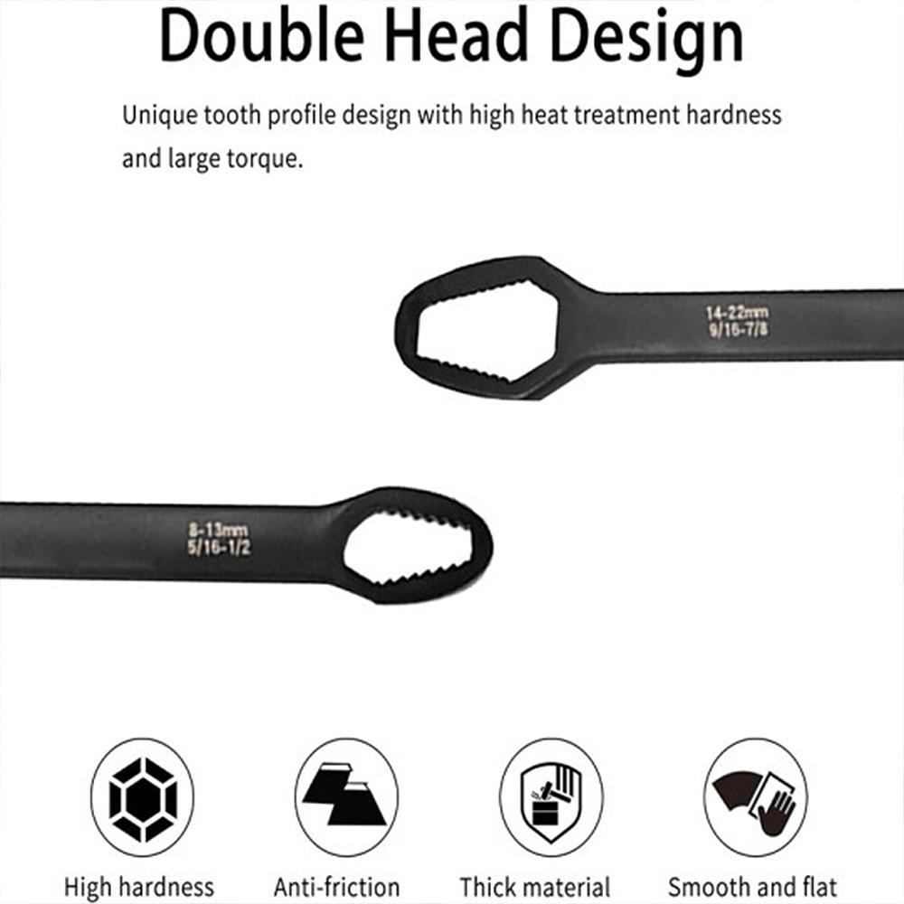 Durable chrome vanadium universal double ended wrench for auto repair and home projects