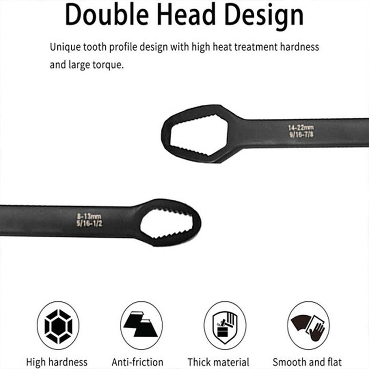 Durable chrome vanadium universal double ended wrench for auto repair and home projects