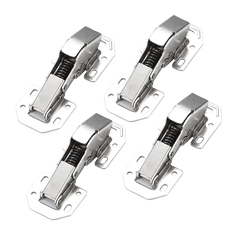 Blueprint-style image of universal drill-free cabinet door hinge for easy understanding & install