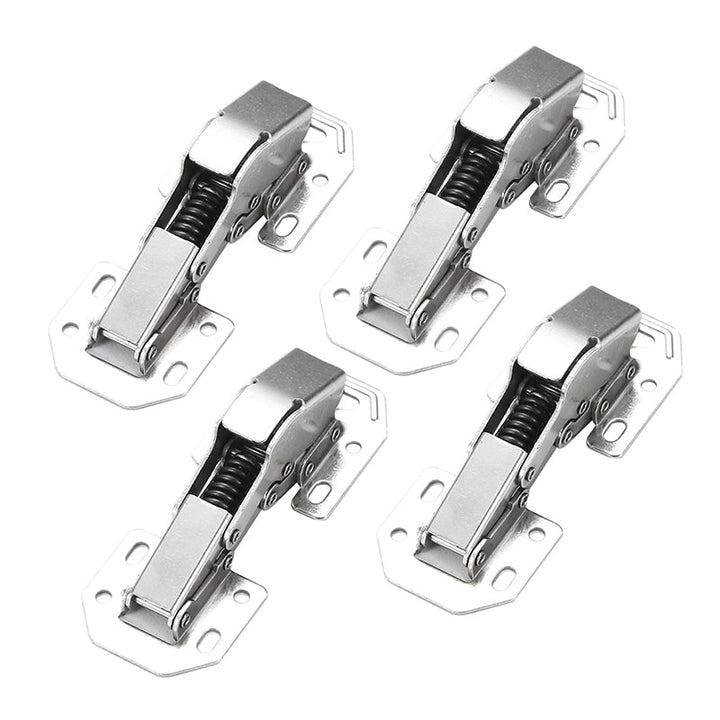 Blueprint-style image of universal drill-free cabinet door hinge for easy understanding & install