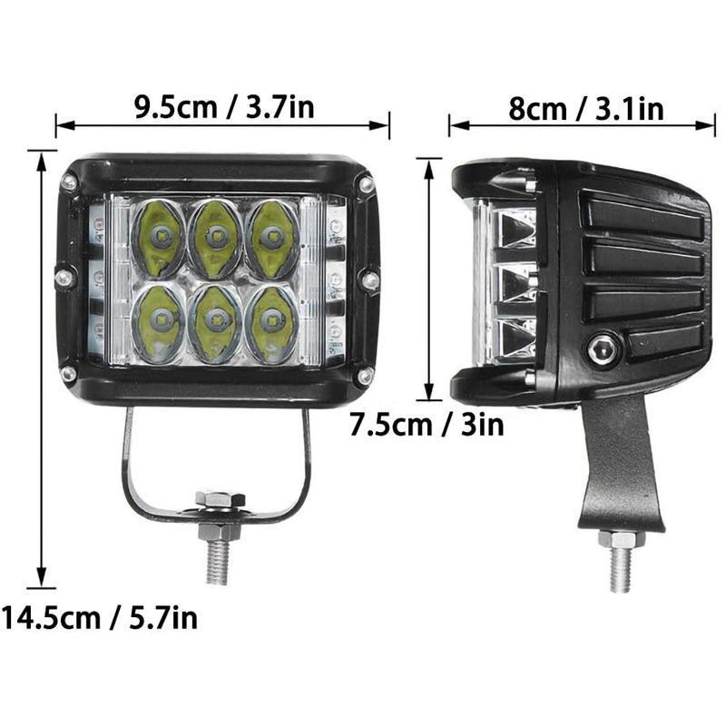Packaging for universal dual color LED strobe pod lights, highlighting features & vehicle compatibility