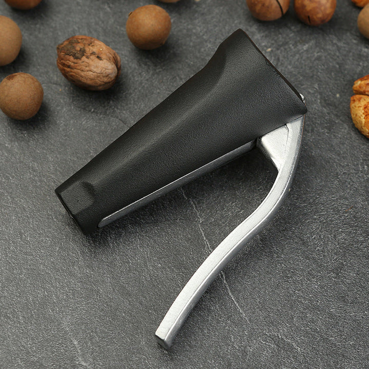 Packaging of the universal ergonomic nut cracker, detailing its benefits as a food prep tool.