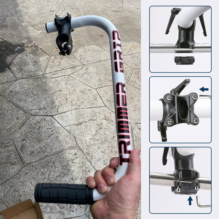Focus on the secure clamp mechanism of the ergonomic trimmer handle extension
