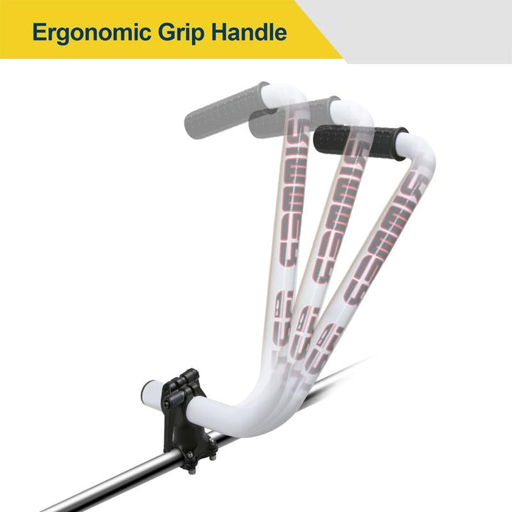 Ergonomic handle extension attached to a garden weeder, reducing strain