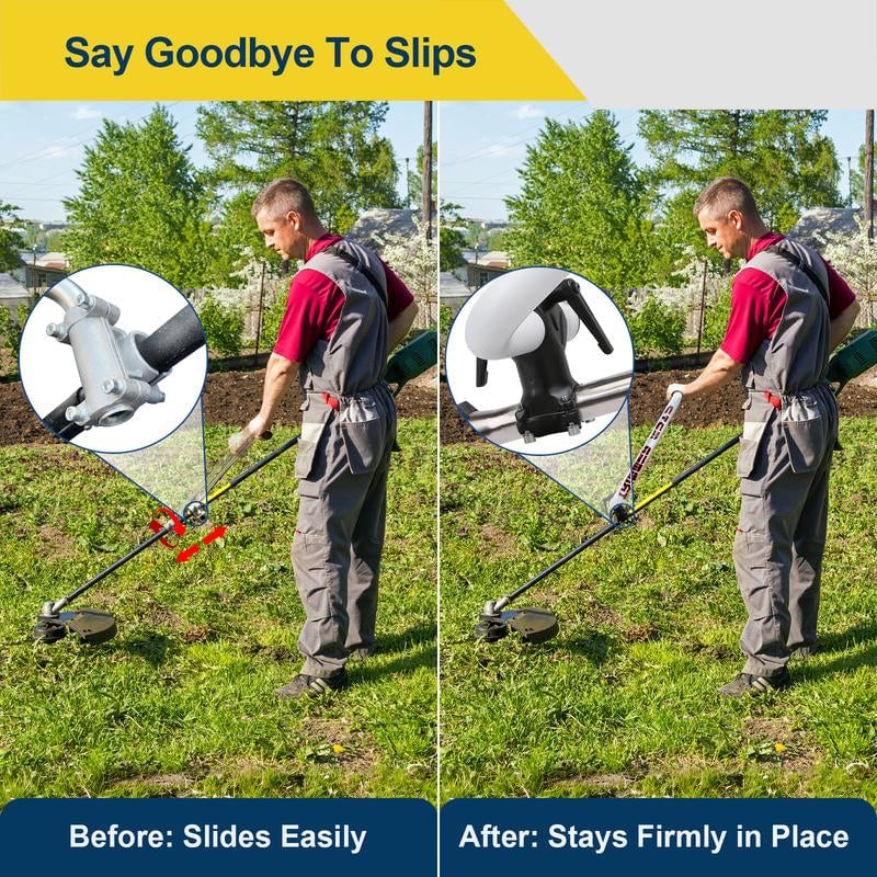 Packaging showcasing the universal ergonomic handle extension for gardening tools