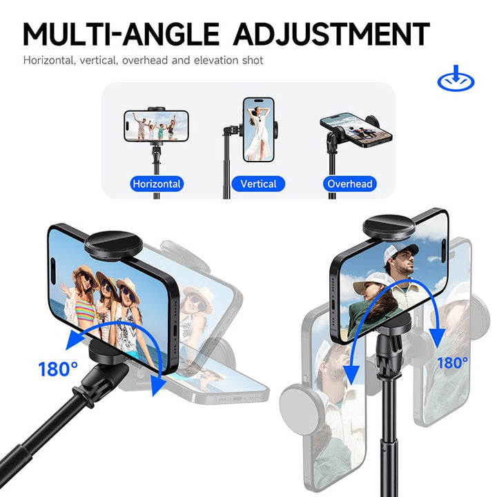 Selfie stick with built-in tripod stand, wireless Bluetooth remote for hands-free photo taking