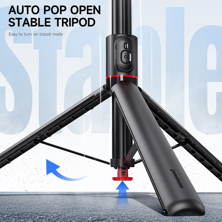 Adjustable phone holder on an extendable selfie stick tripod for vlogging and content creation