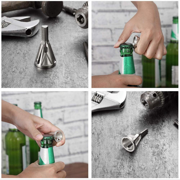 Universal deburring chamfer attachment for drill, vital for professional and DIY metal work