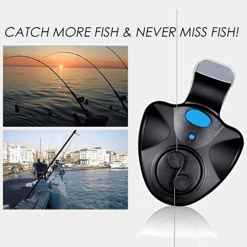 Angler's essential universal fishing bite alarm, waterproof with bright LED light for clear night alerts.