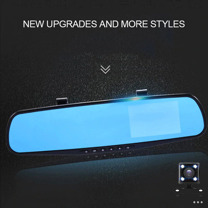 Vehicle dash camera with infrared night vision, clearly visible in low light settings