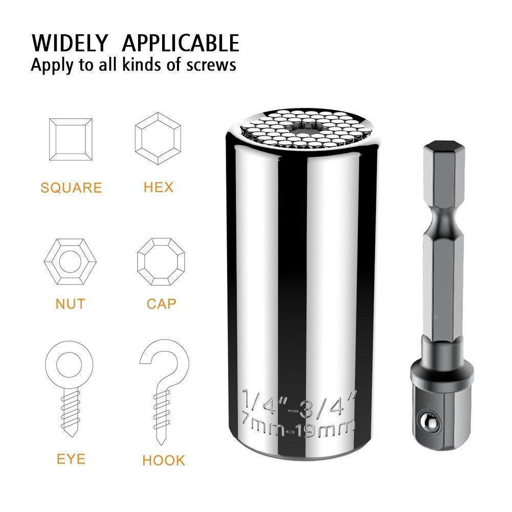 Close-up of a Universal Grip Socket Tool, highlighting its multi-faceted design for diverse repair needs.