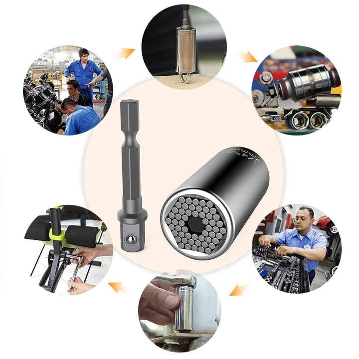 Handy universal grip socket and power drill adapter for home improvement projects